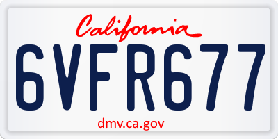 CA license plate 6VFR677