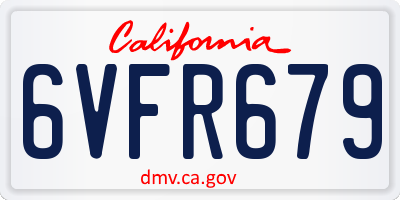 CA license plate 6VFR679