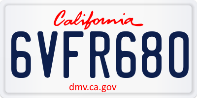 CA license plate 6VFR680