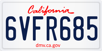CA license plate 6VFR685