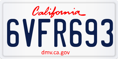 CA license plate 6VFR693