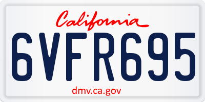 CA license plate 6VFR695