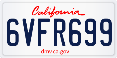 CA license plate 6VFR699