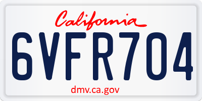 CA license plate 6VFR704