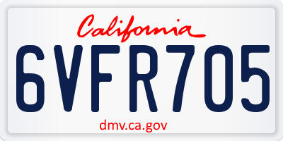CA license plate 6VFR705