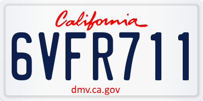 CA license plate 6VFR711