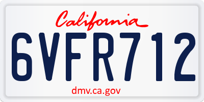 CA license plate 6VFR712