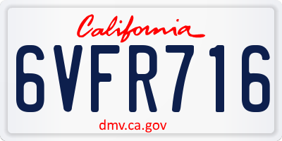 CA license plate 6VFR716