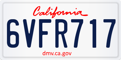 CA license plate 6VFR717