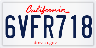 CA license plate 6VFR718