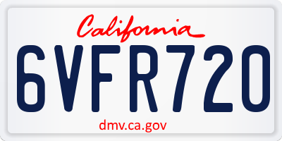 CA license plate 6VFR720