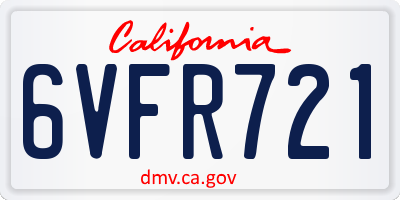 CA license plate 6VFR721