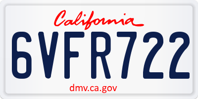 CA license plate 6VFR722