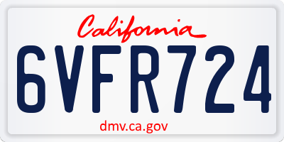 CA license plate 6VFR724