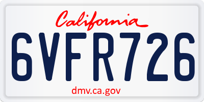 CA license plate 6VFR726