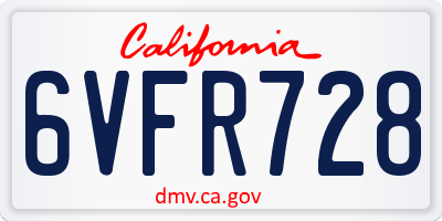 CA license plate 6VFR728