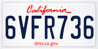 CA license plate 6VFR736