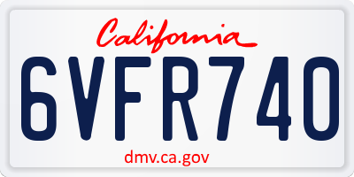 CA license plate 6VFR740