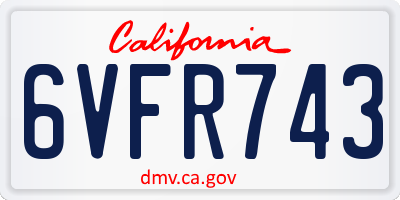 CA license plate 6VFR743