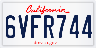 CA license plate 6VFR744