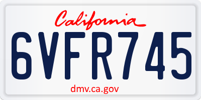 CA license plate 6VFR745