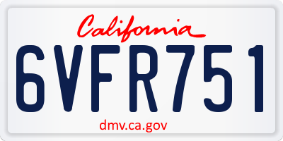 CA license plate 6VFR751