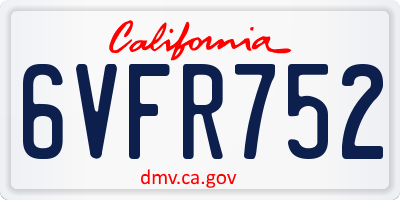 CA license plate 6VFR752