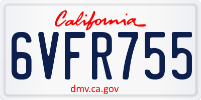 CA license plate 6VFR755