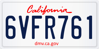 CA license plate 6VFR761