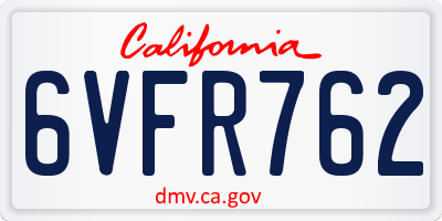 CA license plate 6VFR762