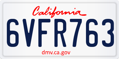 CA license plate 6VFR763