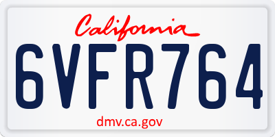 CA license plate 6VFR764