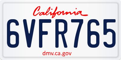 CA license plate 6VFR765