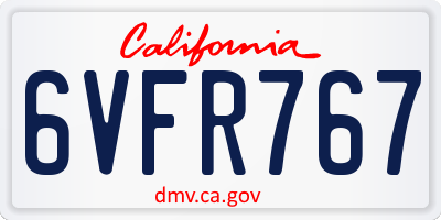 CA license plate 6VFR767