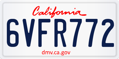 CA license plate 6VFR772
