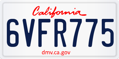CA license plate 6VFR775