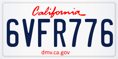 CA license plate 6VFR776