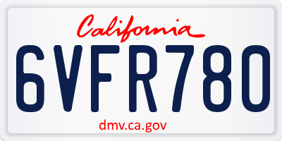 CA license plate 6VFR780