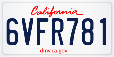 CA license plate 6VFR781