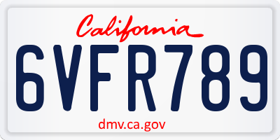 CA license plate 6VFR789