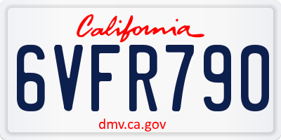 CA license plate 6VFR790