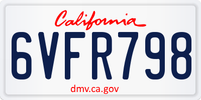 CA license plate 6VFR798