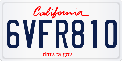 CA license plate 6VFR810