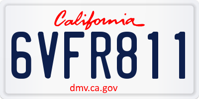 CA license plate 6VFR811