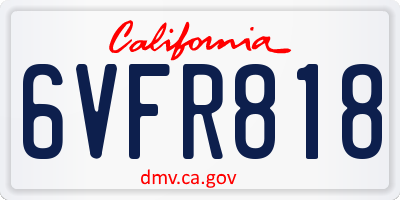 CA license plate 6VFR818