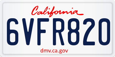 CA license plate 6VFR820