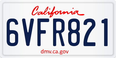 CA license plate 6VFR821