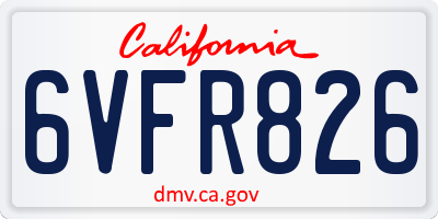 CA license plate 6VFR826
