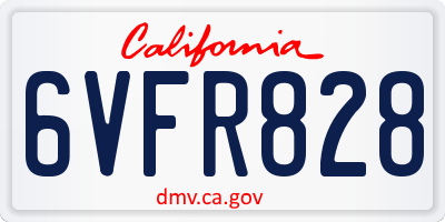 CA license plate 6VFR828