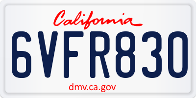 CA license plate 6VFR830